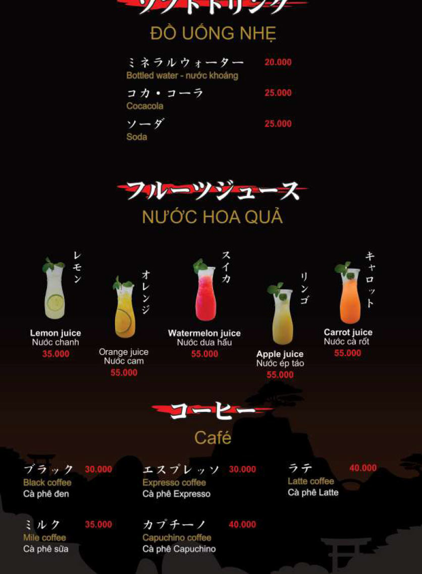 Menu Hikari - Lạc Long Quân 1