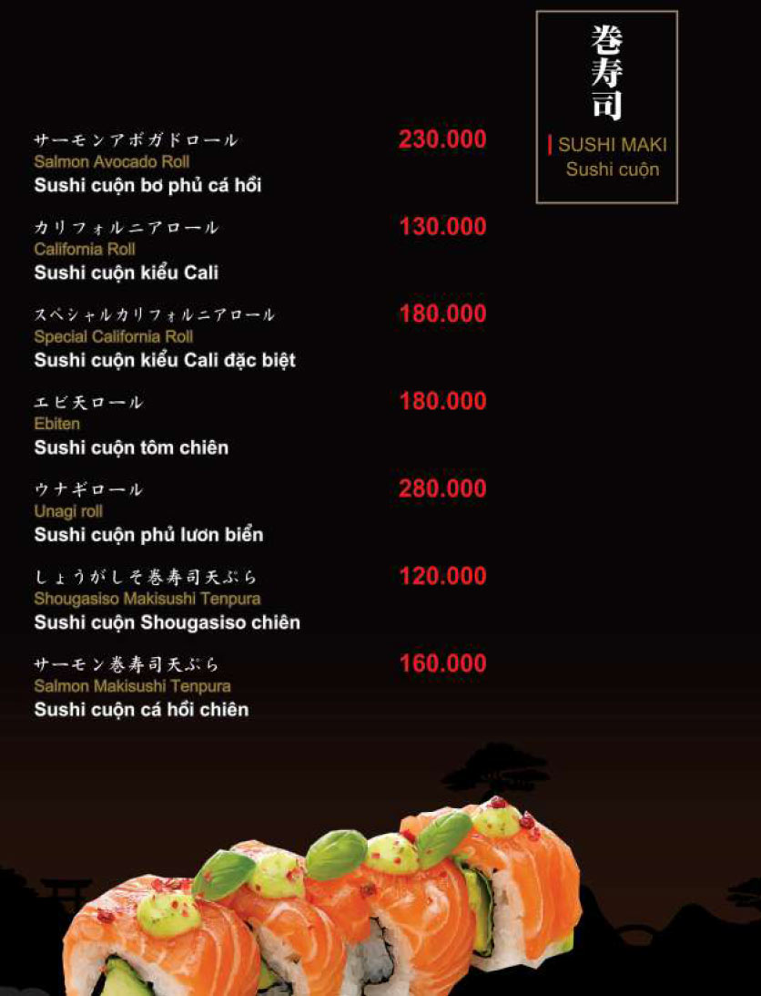 Menu Hikari - Lạc Long Quân 9