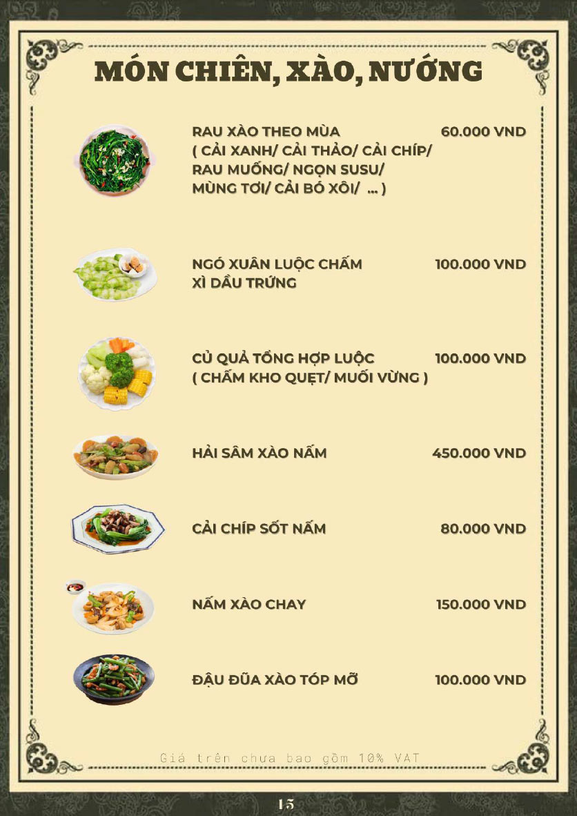 Menu Hoàng Gia - Lẩu cháo nấm thiên nhiên - Hoàng Cầu 15 