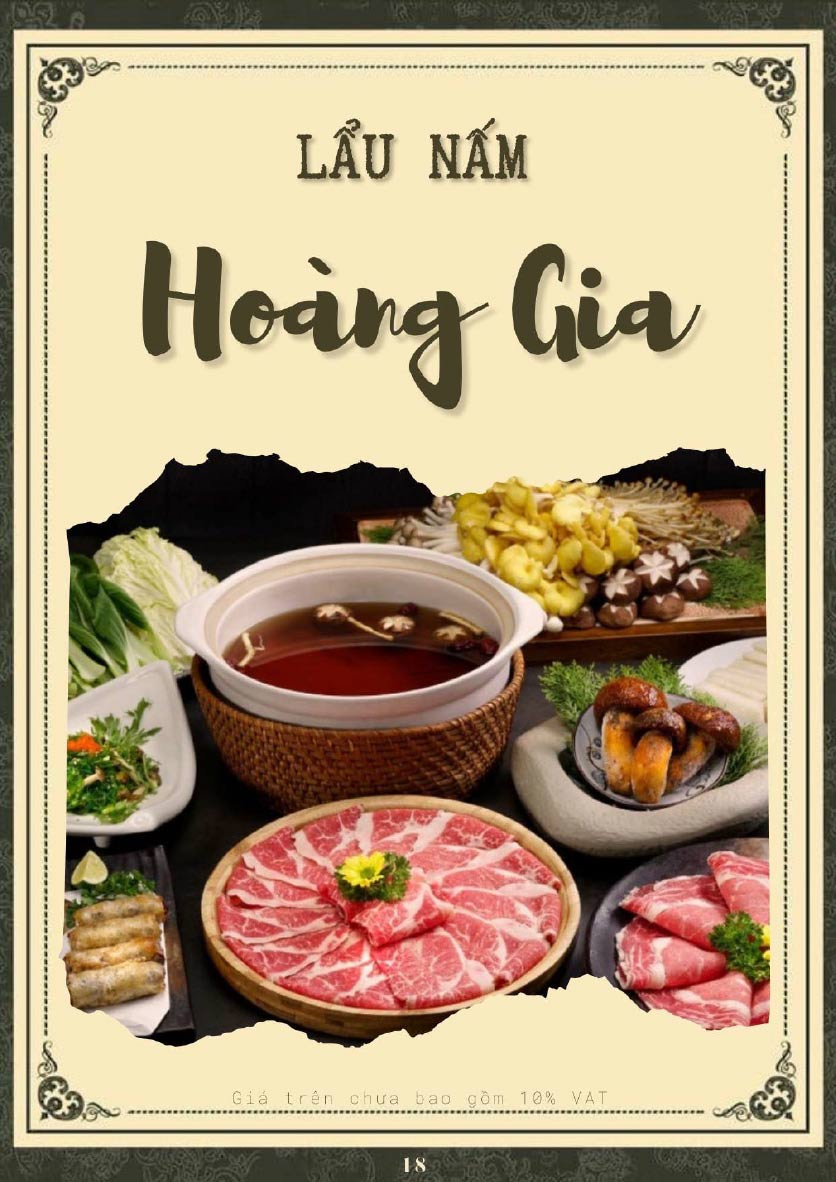 Menu Hoàng Gia - Lẩu cháo nấm thiên nhiên - Hoàng Cầu 17 