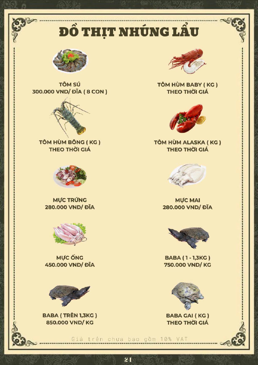 Menu Hoàng Gia - Lẩu cháo nấm thiên nhiên - Hoàng Cầu 20 