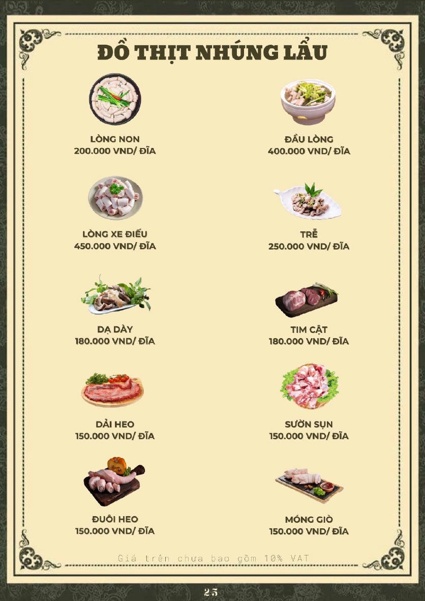 Menu Hoàng Gia - Lẩu cháo nấm thiên nhiên - Hoàng Cầu 24 