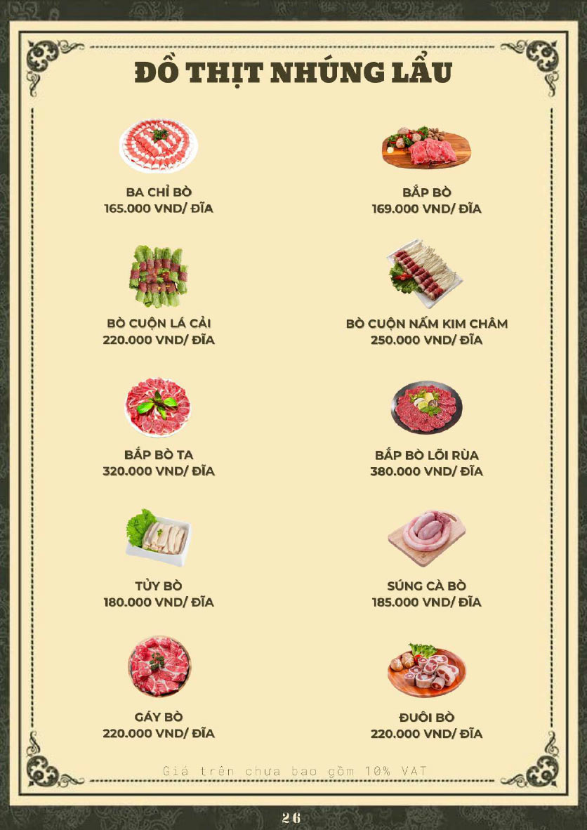 Menu Hoàng Gia - Lẩu cháo nấm thiên nhiên - Hoàng Cầu 25 