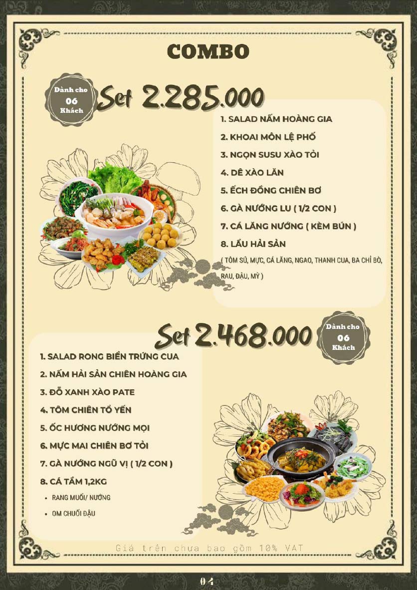 Menu Hoàng Gia - Lẩu cháo nấm thiên nhiên - Hoàng Cầu 38 