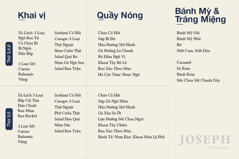 Suất Buffet Menu Hanoi Trưa T6-T7 Giá 280K-1