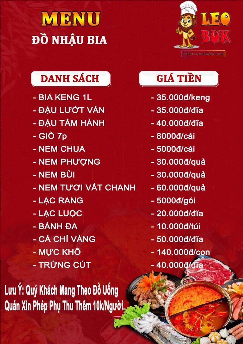 Menu Leo Buk - Quang Trung 2 