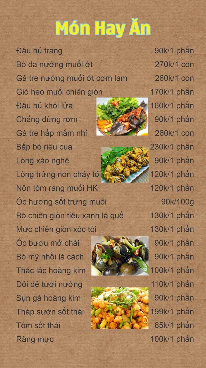 Menu Quán Ốc Boom - Lê Văn Sỹ 1