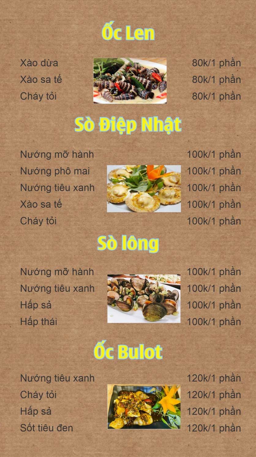 Menu Quán Ốc Boom - Lê Văn Sỹ 4