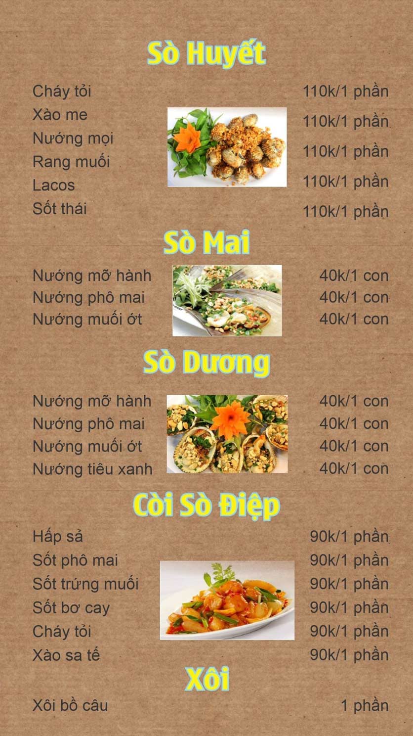 Menu Quán Ốc Boom - Lê Văn Sỹ 5