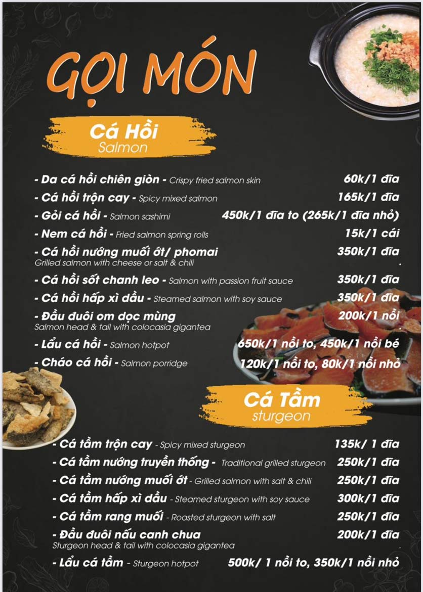 Menu Cá Hồi Mộc Châu - Nguyễn Thị Định 1