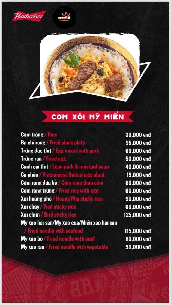 Menu Beer Vườn Đào - Long Biên 2