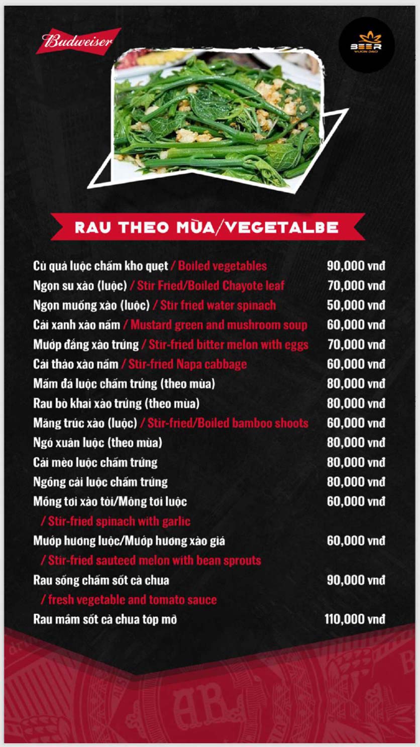 Menu Beer Vườn Đào - Long Biên 5