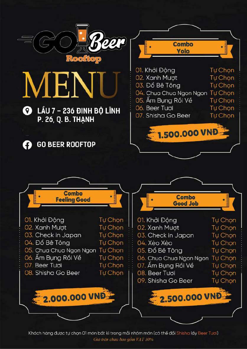 Menu Go Beer Rooftop - Đinh Bộ Lĩnh 1
