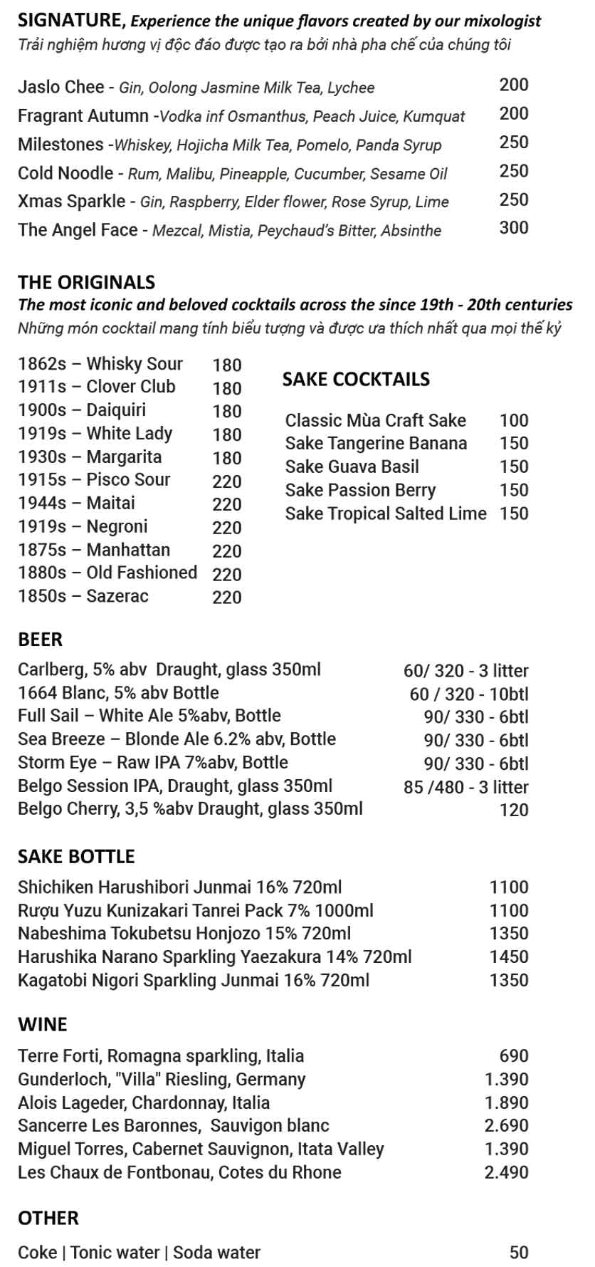 Menu K3 Eatery & Bar - Cô Bắc 1