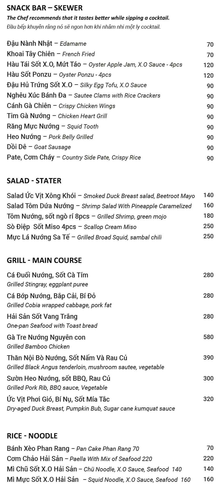 Menu K3 Eatery & Bar - Cô Bắc 2