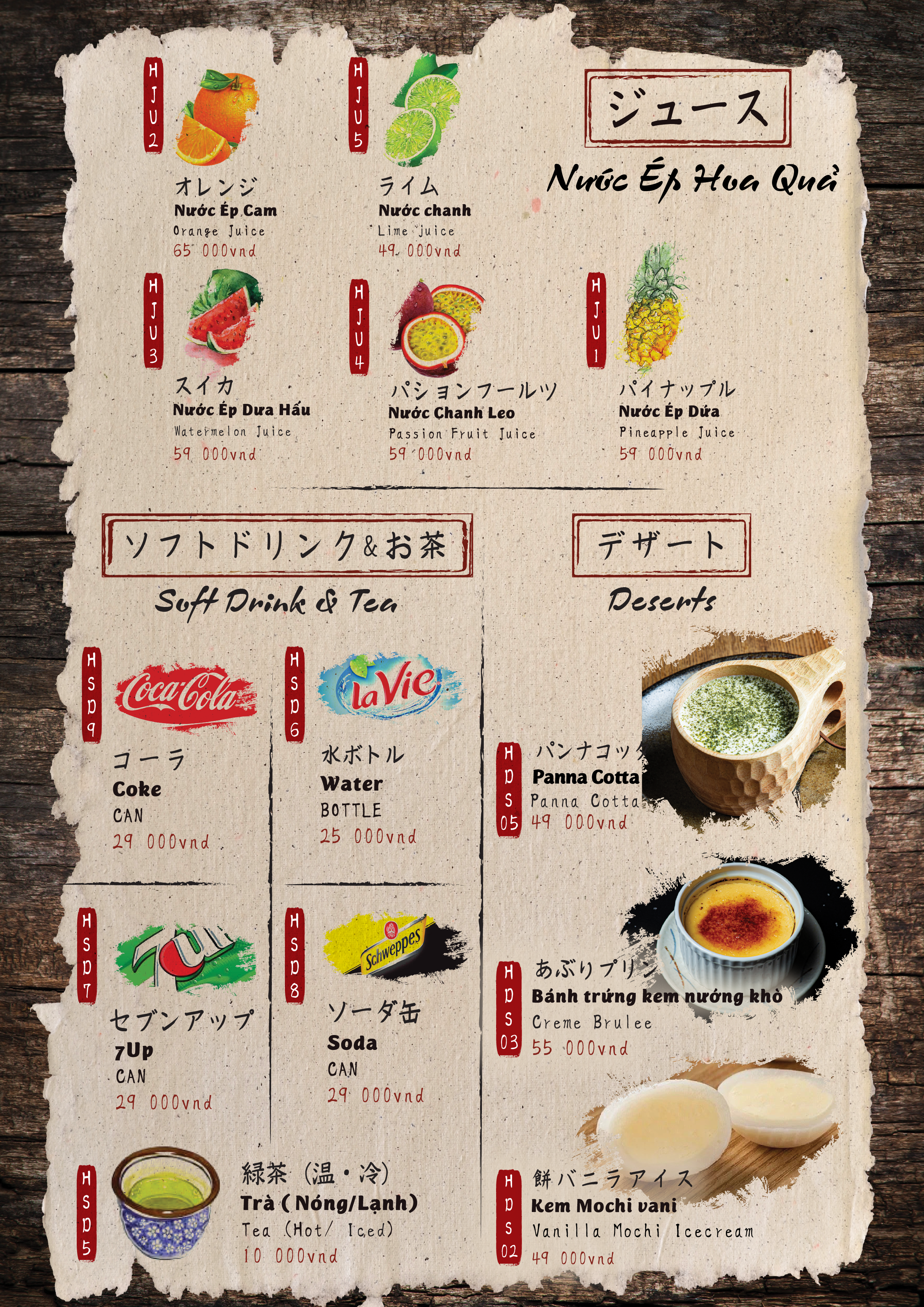 Menu Shamoji Robata Yaki - Trung Hoà 8 