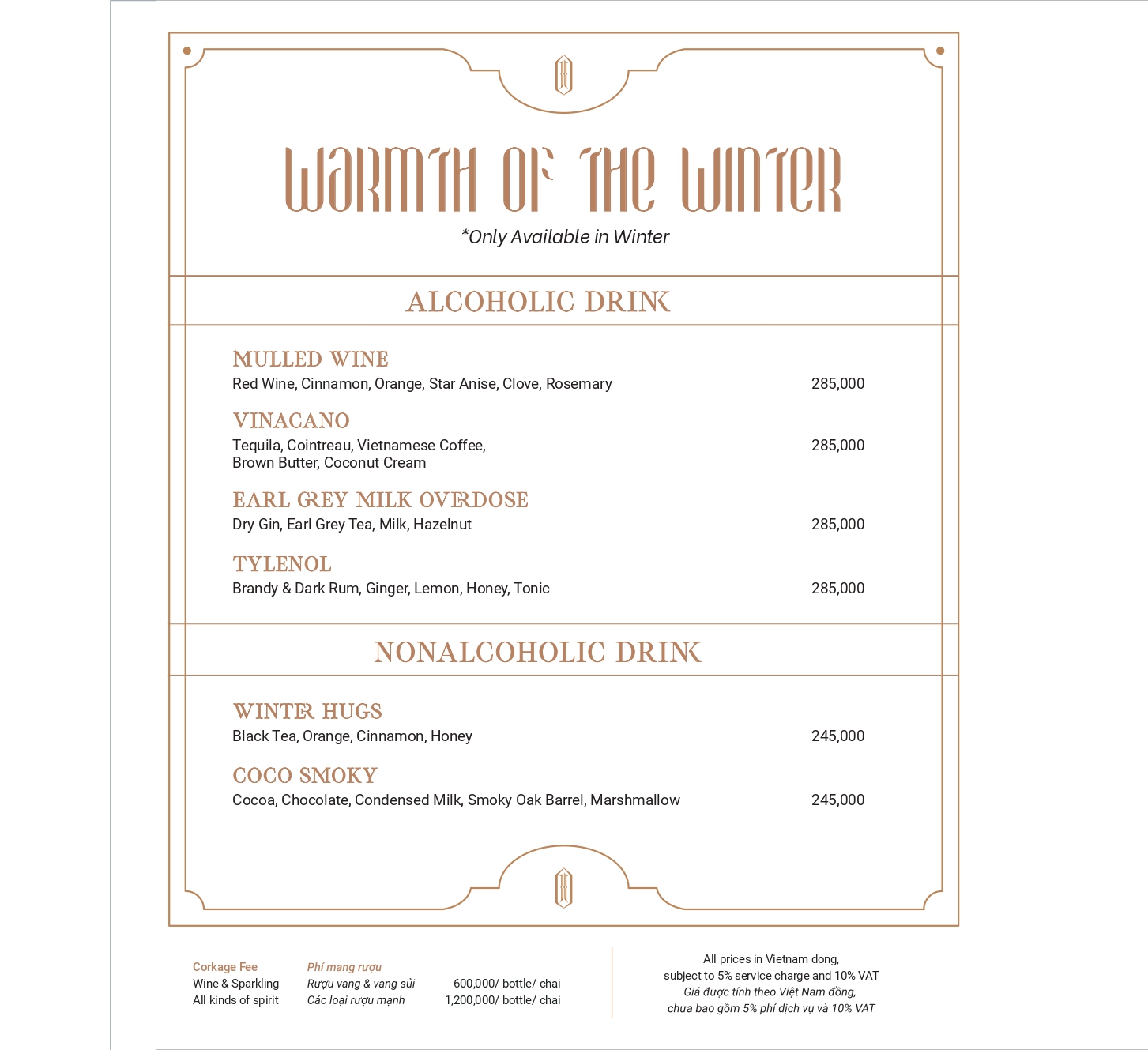 Menu Ignite Sky Bar - Đường Thành 4 