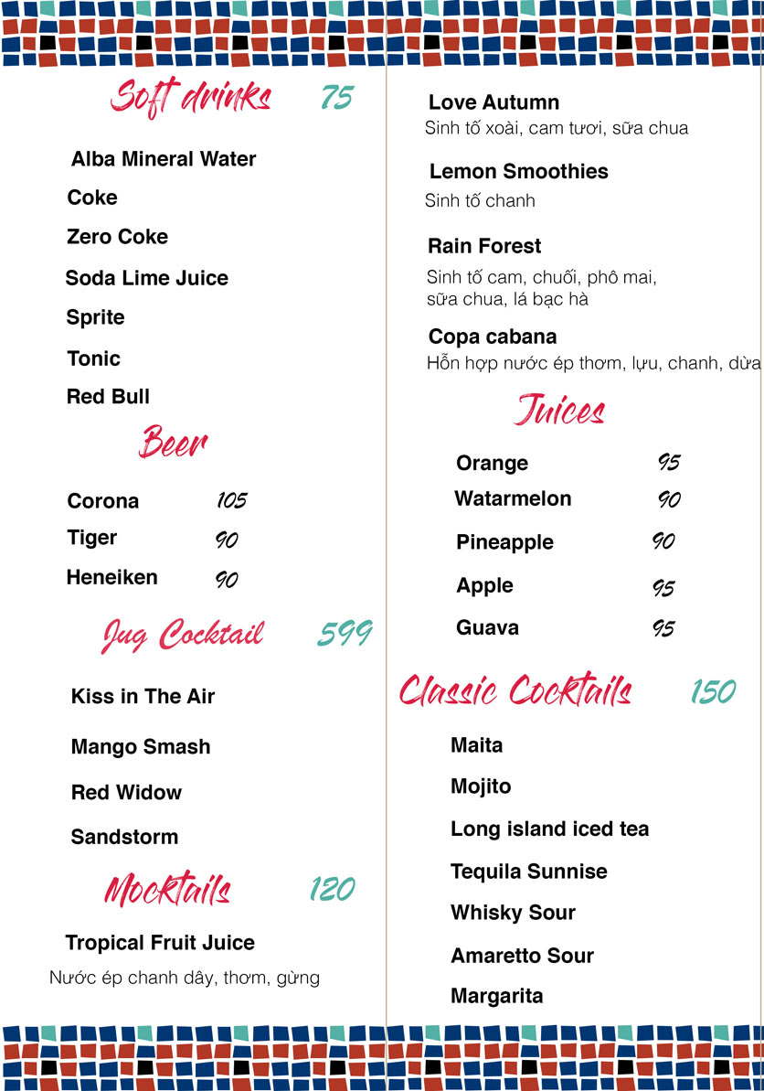 Menu Amun Garden Restaurant & Lounge - Lý Tự Trọng 8
