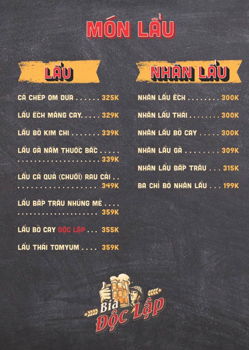 Menu Bia Độc Lập - Khúc Thừa Dụ 7