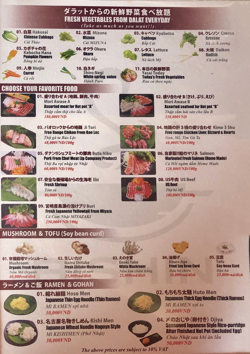 Menu Bishin - Lẩu Gà Thiên Nhiên Collagen - Lê Thánh Tôn 2