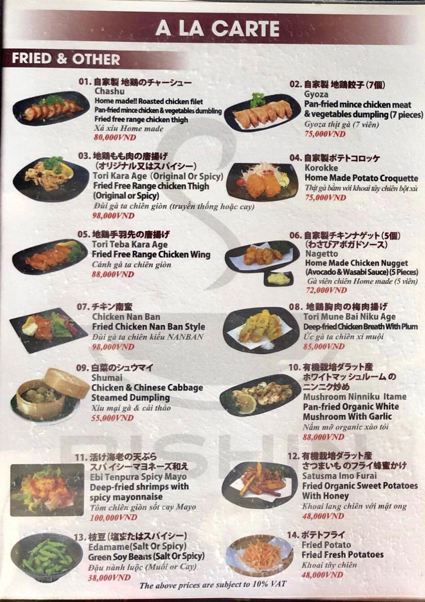 Menu Bishin - Lẩu Gà Thiên Nhiên Collagen - Lê Thánh Tôn 3