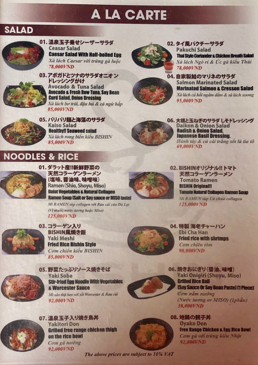 Menu Bishin - Lẩu Gà Thiên Nhiên Collagen - Lê Thánh Tôn 4