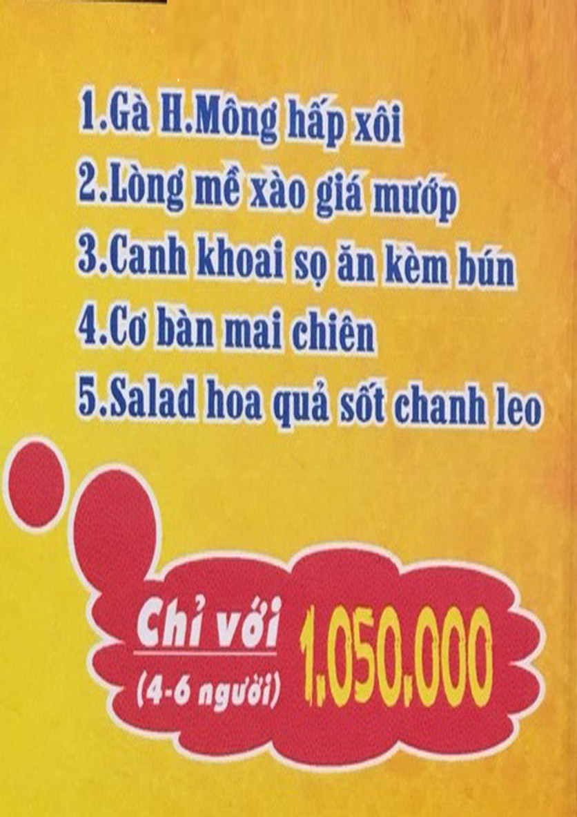 Menu Boong Restaurant – Nguyên Hồng 1