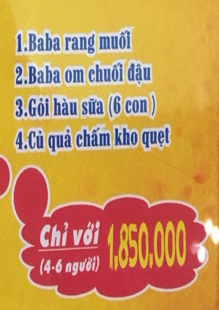 Menu Boong Restaurant – Nguyên Hồng 3