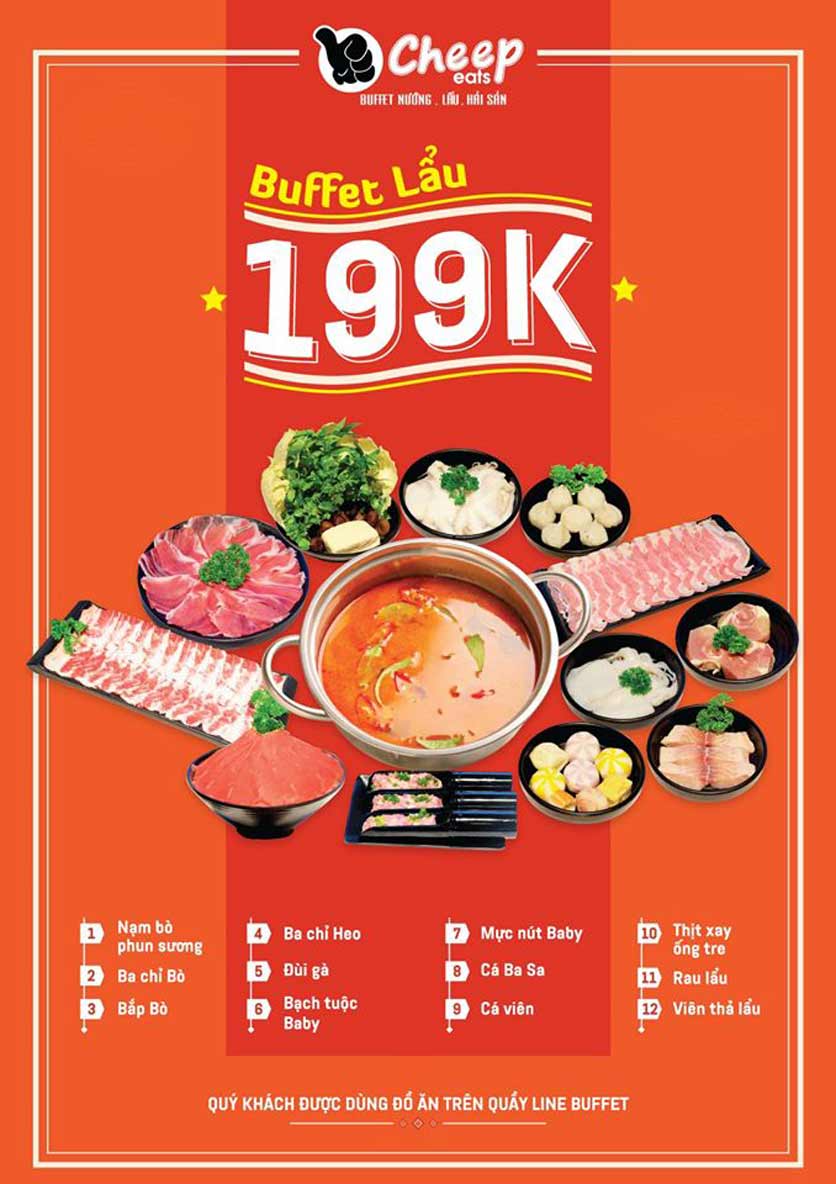 Menu Cheep Eats - Buffet nướng - lẩu - hải sản - Nguyên Hồng 1
