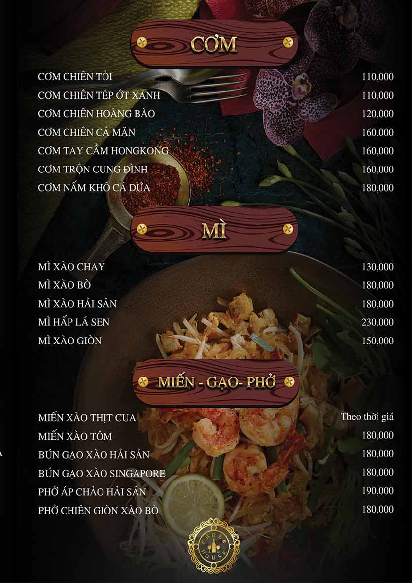 Menu Cheer House Restaurant 24 