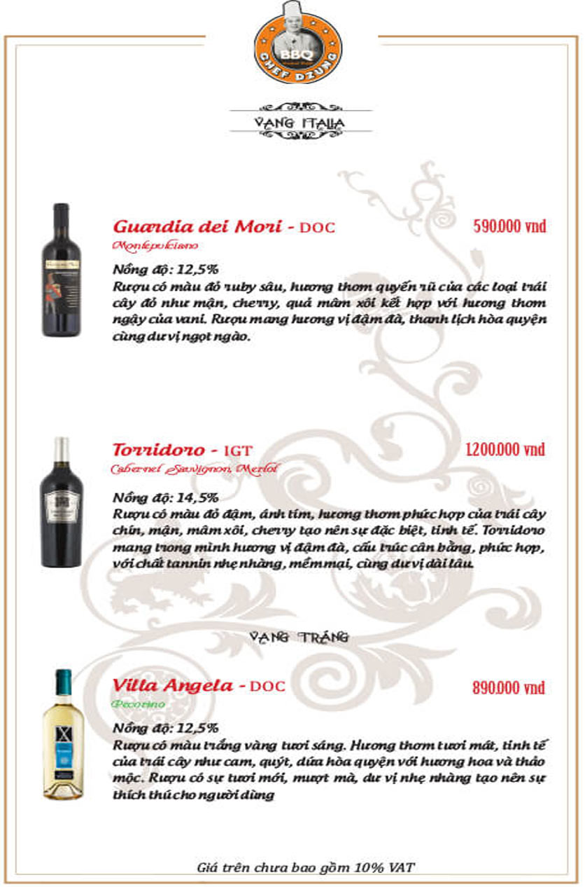 Menu Chef Dzung - Nguyễn Chí Thanh 10 