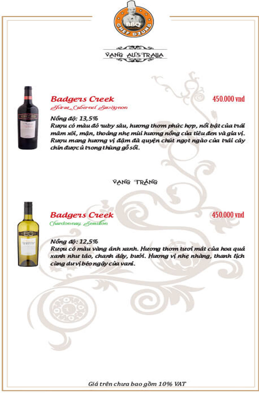 Menu Chef Dzung - Nguyễn Chí Thanh 11 