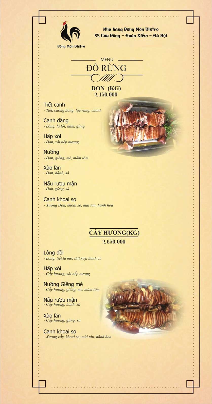 Menu Đông Môn Bistro - Cửa Đông 11 