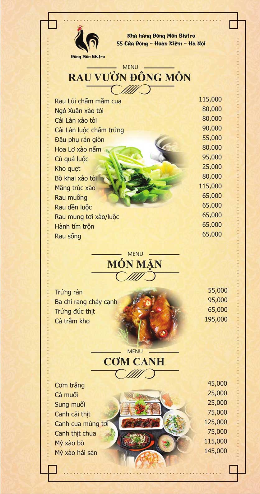 Menu Đông Môn Bistro - Cửa Đông 15 