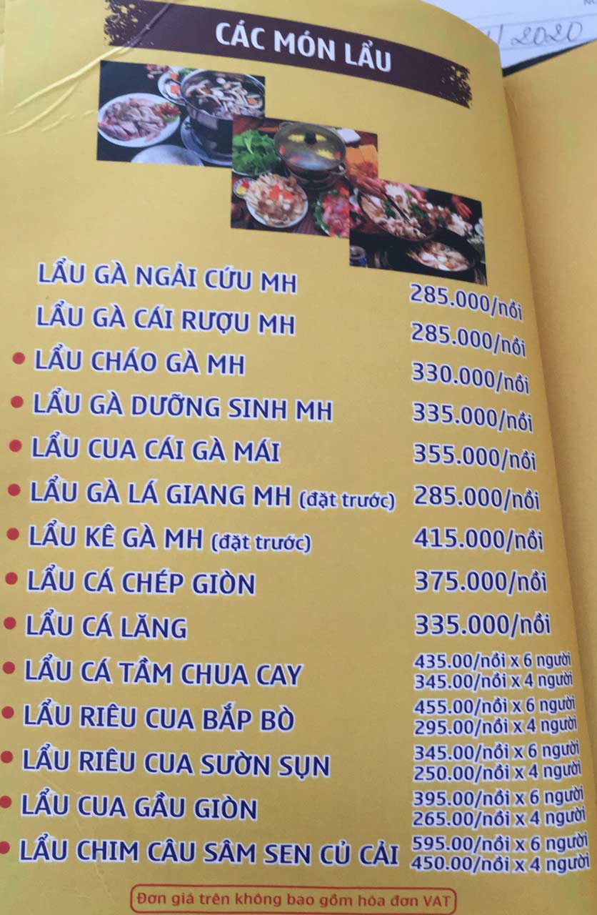 Menu Gà Mạnh Hoạch - Hà Đông 3