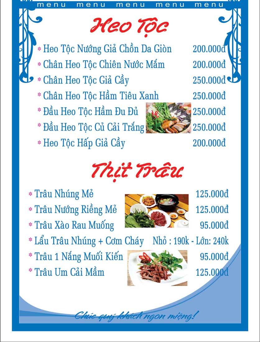 Menu Gỏi Cá Bé Vân - Nguyễn Tri Phương 11 