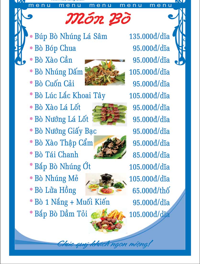 Menu Gỏi Cá Bé Vân - Nguyễn Tri Phương 13 