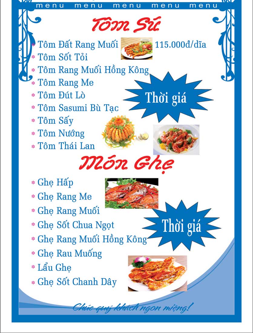 Menu Gỏi Cá Bé Vân - Nguyễn Tri Phương 2 