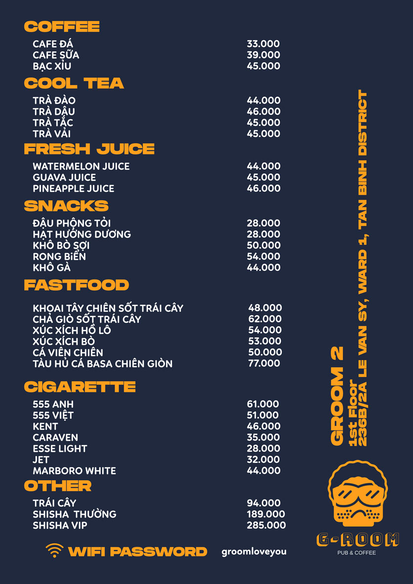 Menu G-Room Pub & Coffee - Lê Văn Sỹ 1