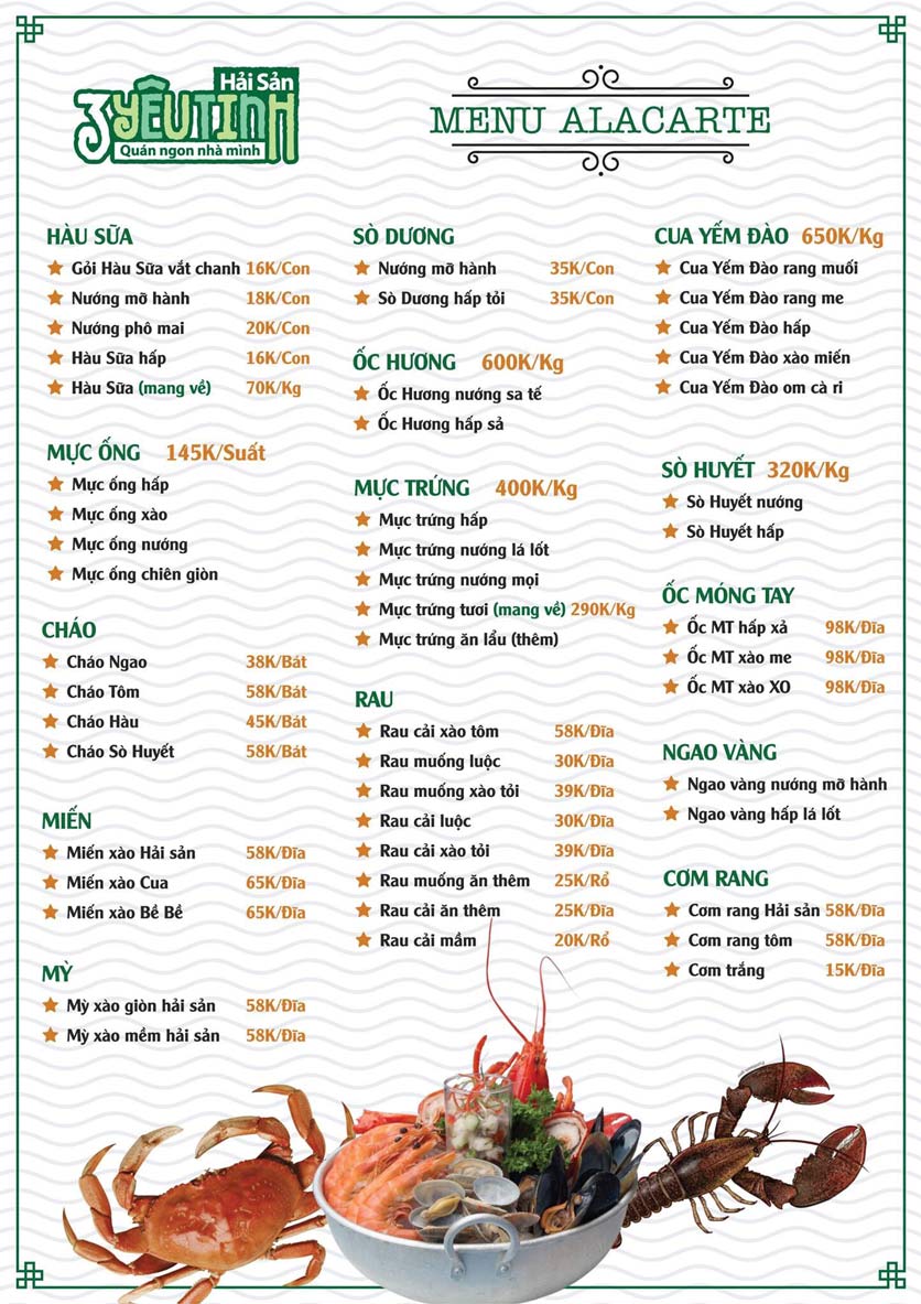 Menu Hải Sản 3 Yêu Tinh - Trần Quang Diệu 5