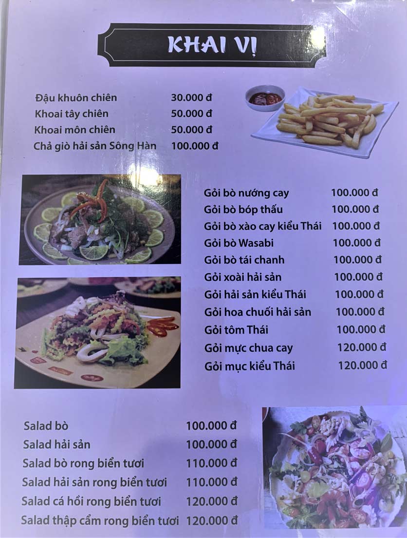 Menu Hải Sản Sông Hàn - Trần Hưng Đạo 1