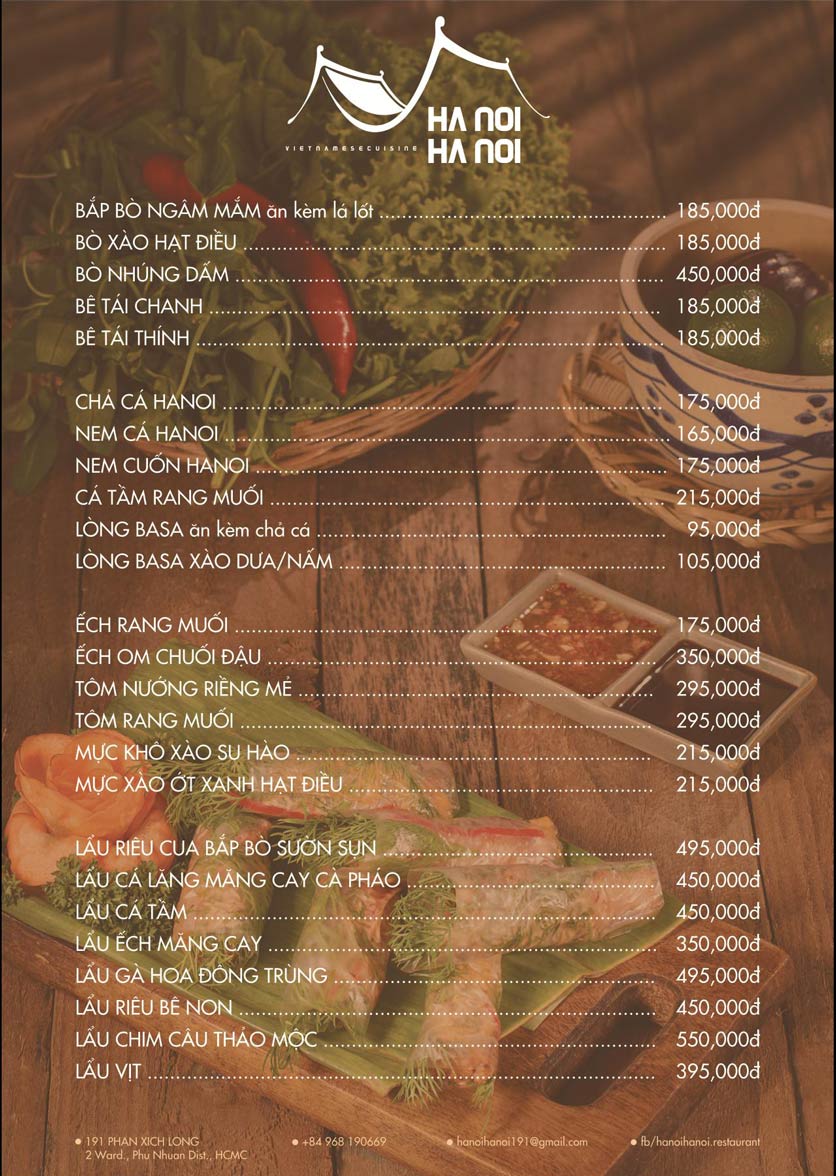 Menu Hanoi Hanoi Restaurant - Phan Xích Long 2
