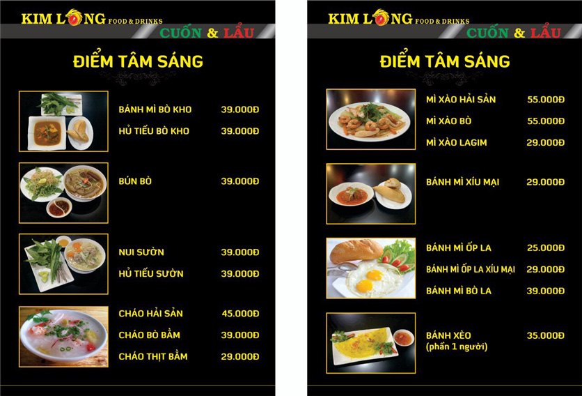 Menu Kim Long Food & Drinks - Trần Nhật Duật 3