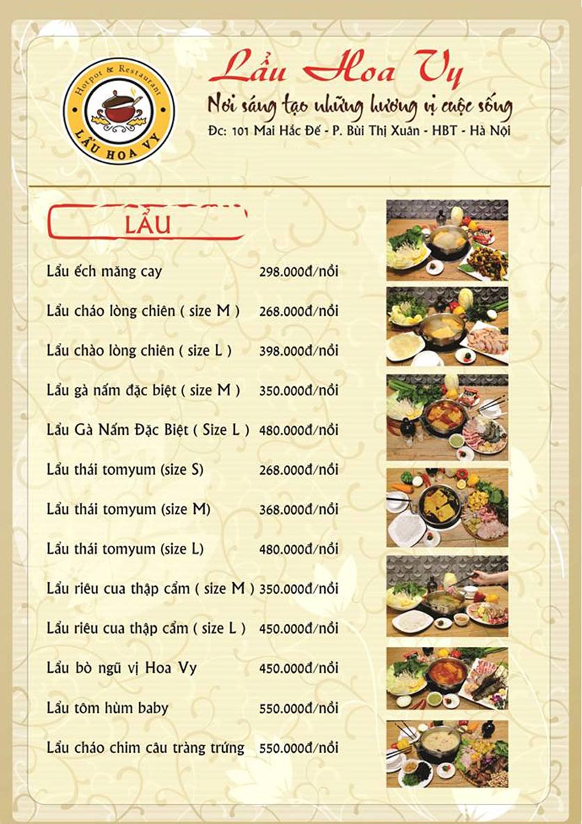 Menu Lẩu Hoa Vy - Mai Hắc Đế 9