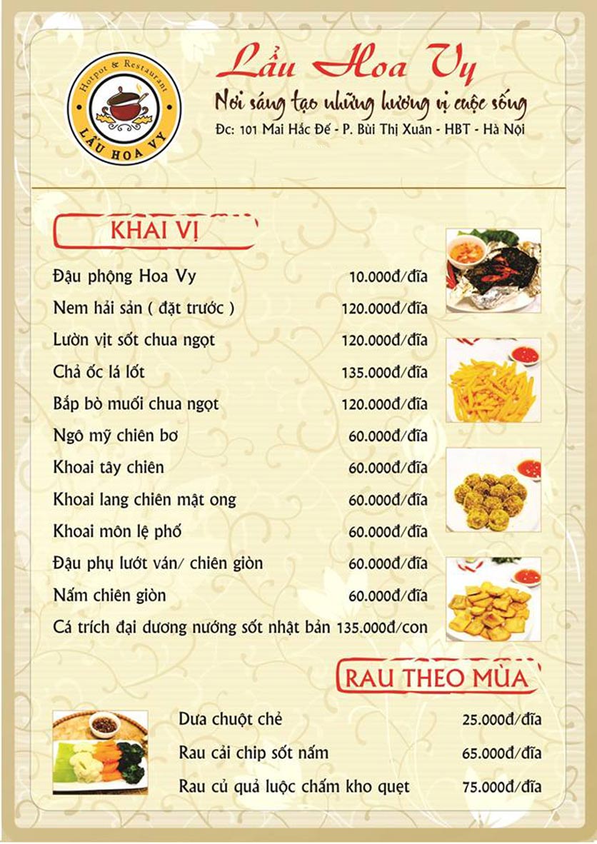 Menu Lẩu Hoa Vy - Mai Hắc Đế 2