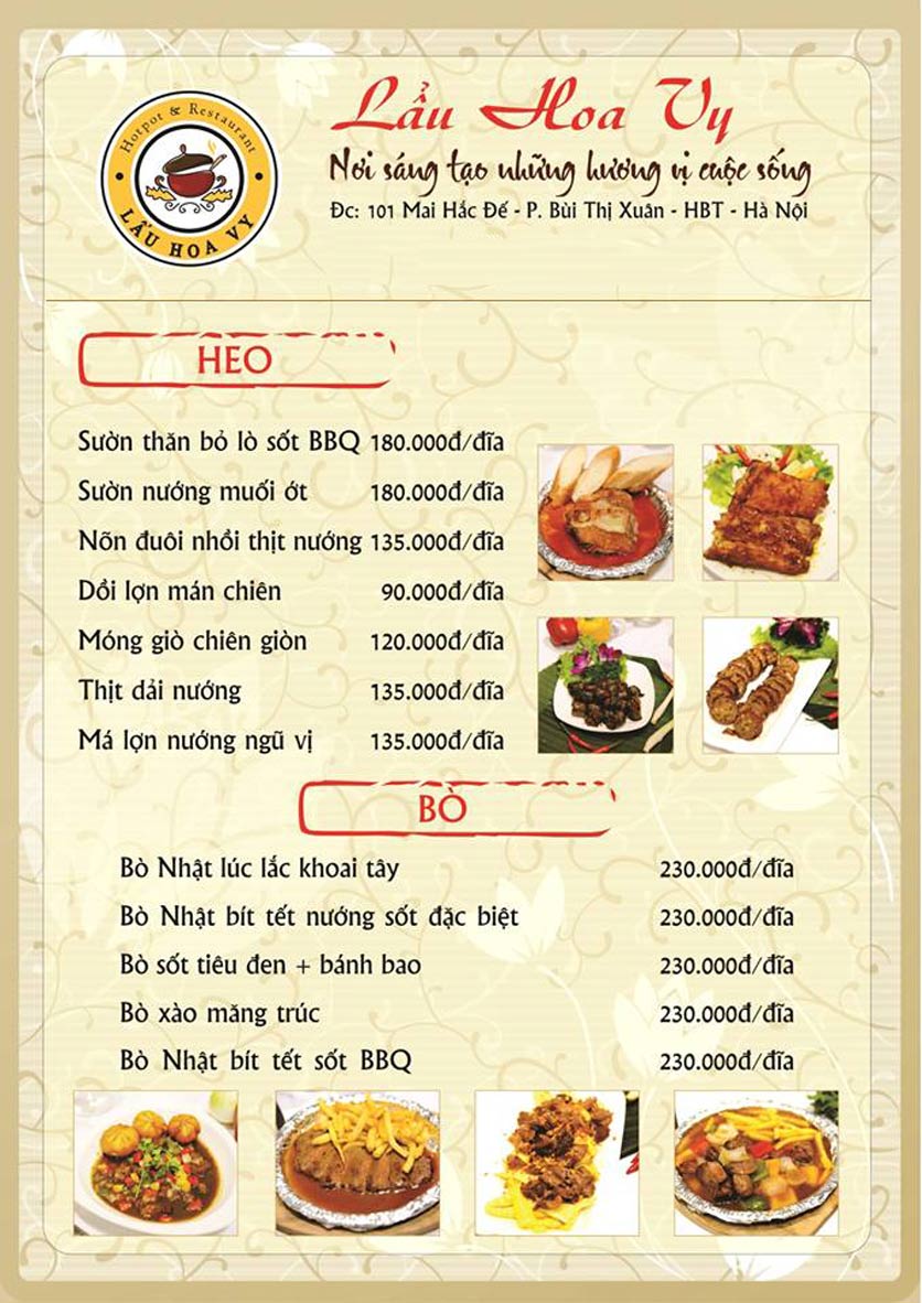 Menu Lẩu Hoa Vy - Mai Hắc Đế 4