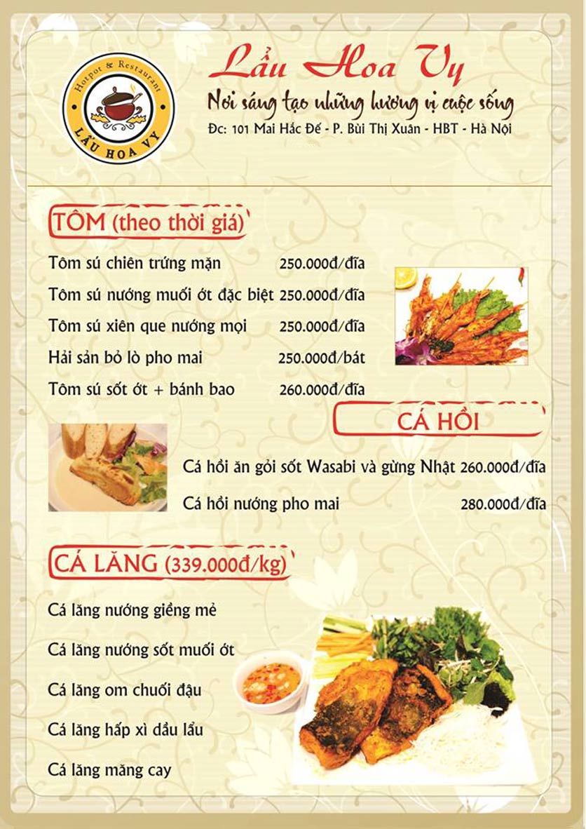 Menu Lẩu Hoa Vy - Mai Hắc Đế 6