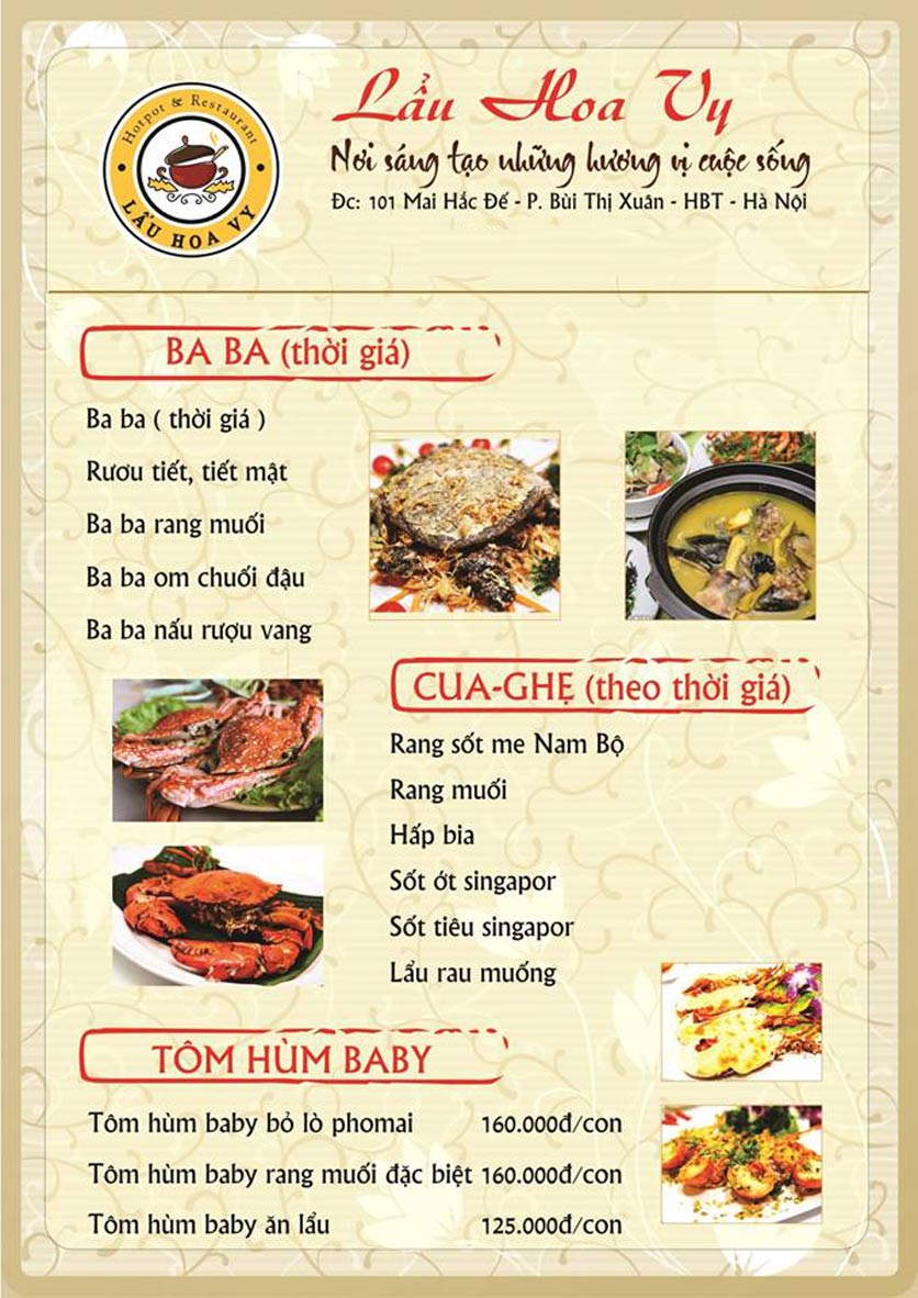 Menu Lẩu Hoa Vy - Mai Hắc Đế 8