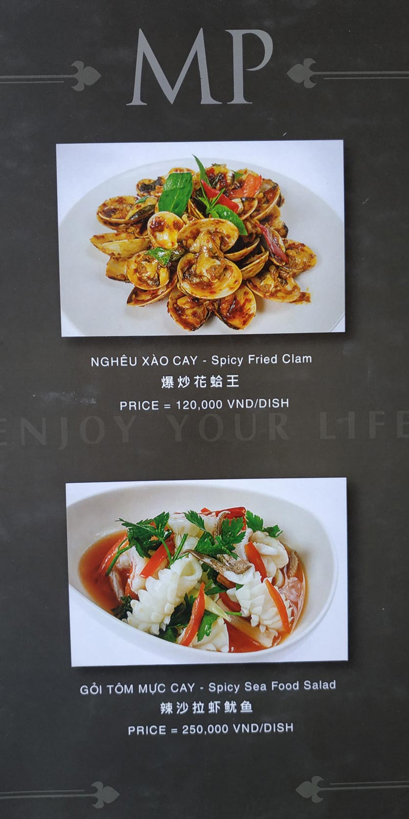 Menu MP Thai Seafood Restaurant - Phạm Văn Đồng 1