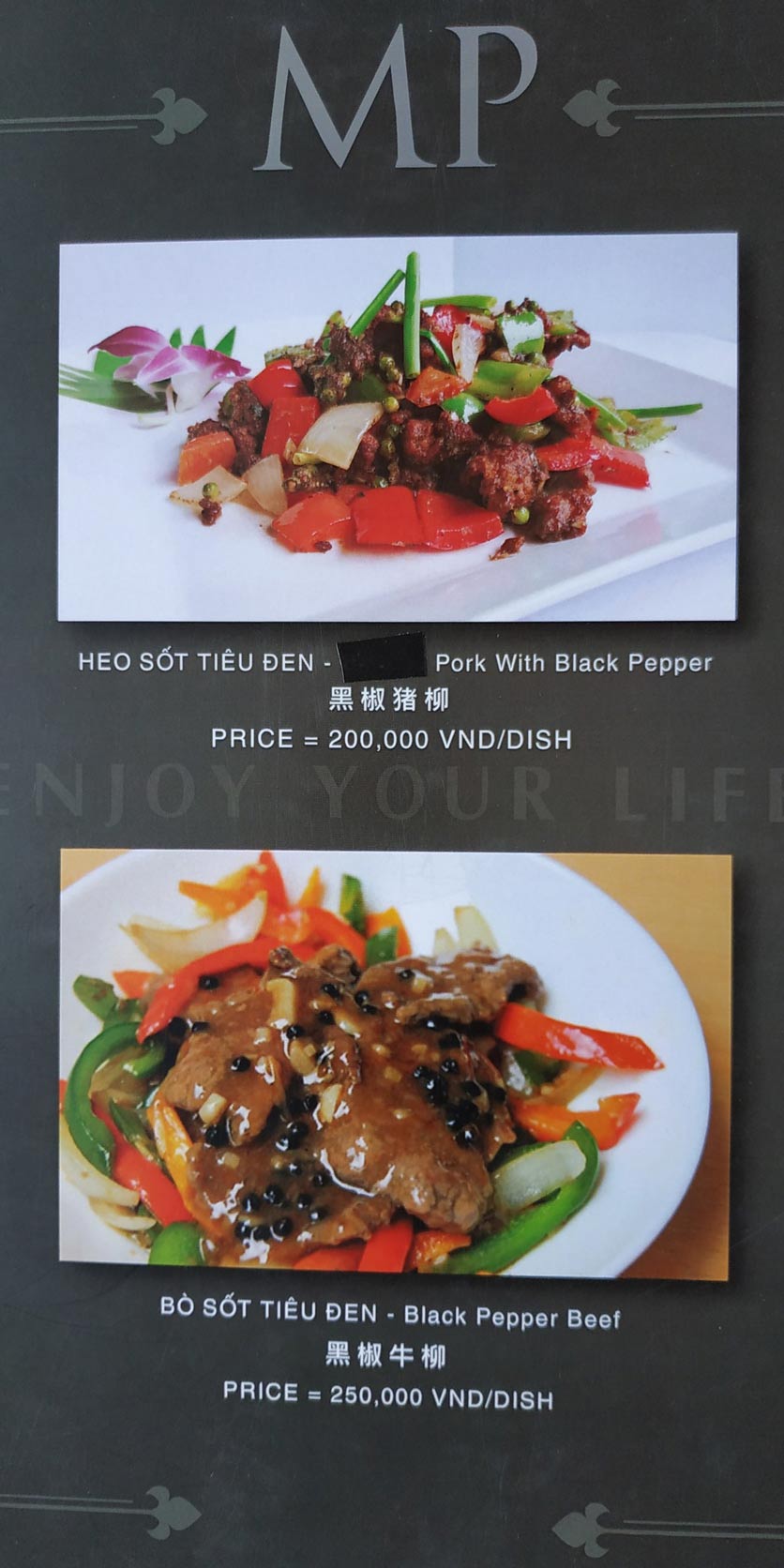 Menu MP Thai Seafood Restaurant - Phạm Văn Đồng 7